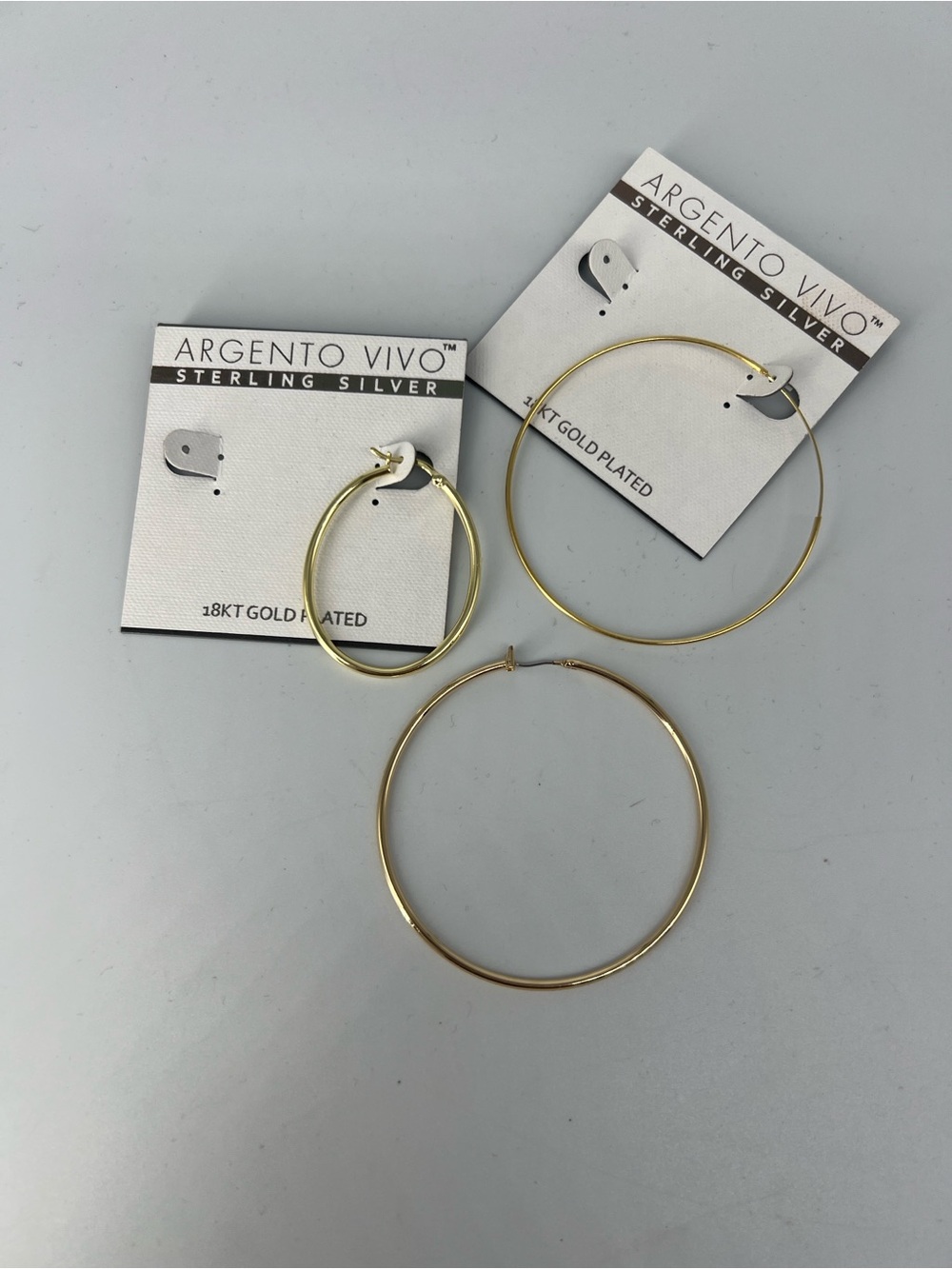 Argento Vivo Gold Plated Hoop Earrings 3 single hoops